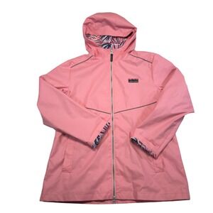 Simply Southern Rain Jacket Women's L Hooded Full Zip Lined Lightweight Pink